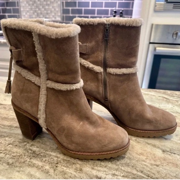 Frye Jen Shearling Short Bootie – Taupe Suede – Women’s 8 - Picture 3 of 7